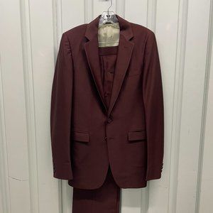 Vintage 90s Falcone Ox Blood Pinstriped Suit